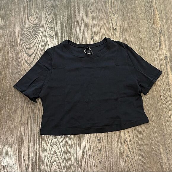 NWT Skims Lace Pointelle Cropped T-shirt Onyx Size 4X - Picture 1 of 5